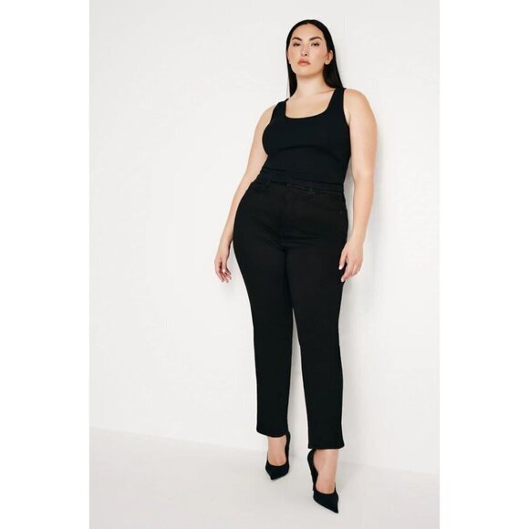 Good American Good Curve Straight Jeans Black001 Womens Size 22 - Picture 3 of 12